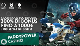 <strong>Bonus benvenuto Paddy Power Casino : effettua un deposito e ricevi un bonus del 300% fino a 300 euro!</strong><strong> </strong>